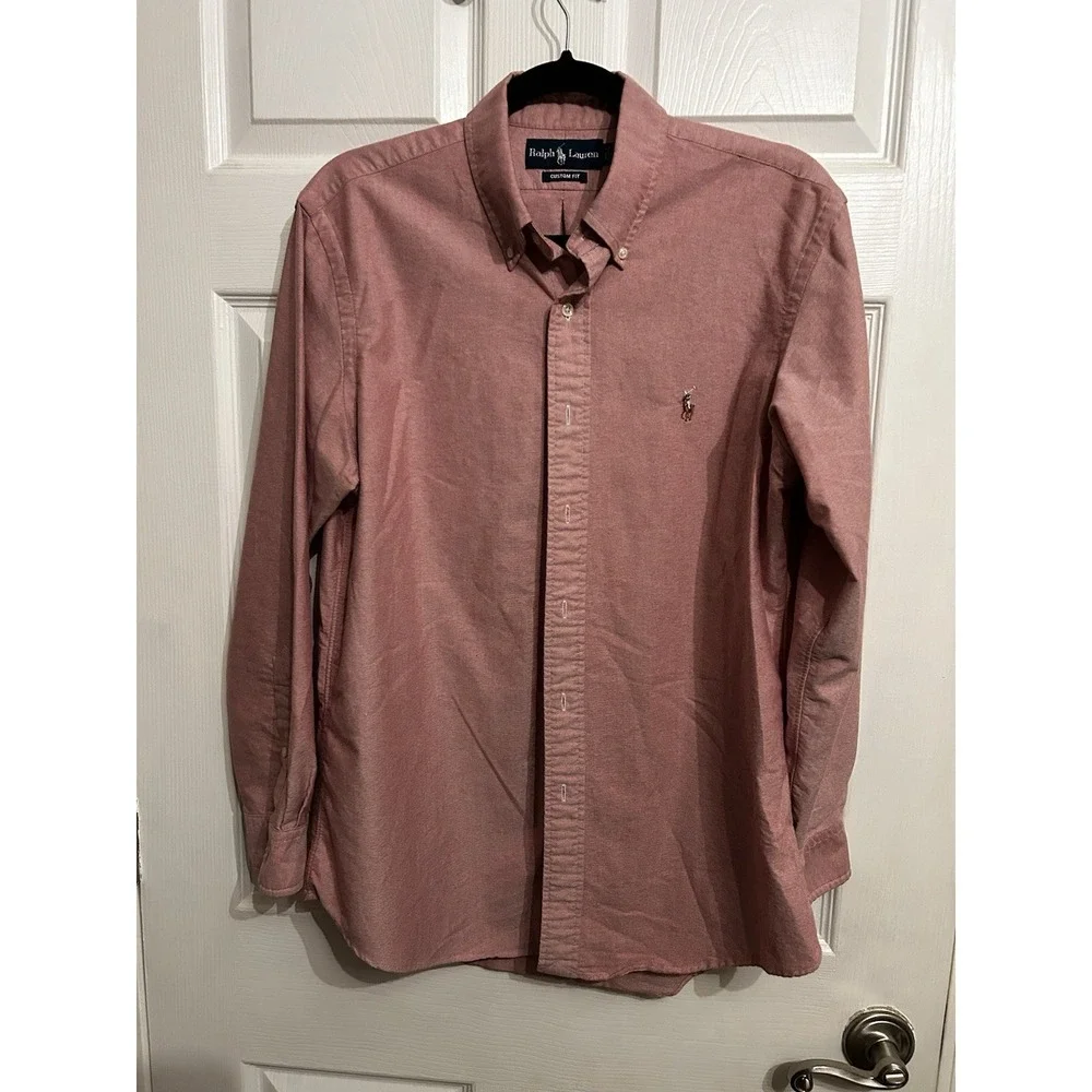Polo Ralph Lauren Classic Fit Mens 16 Long Sleeve Shirt Flesh Pony Oxford Preppy